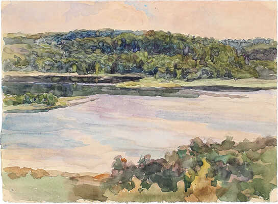 Морозов Константин Феофанович. Пейзаж с рекой 